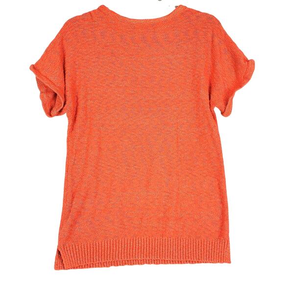 Tommy Hilfiger Stretch Knit Sweater Vibrant Orange w/ Gold Metallic Thred S/P - Picture 2 of 10